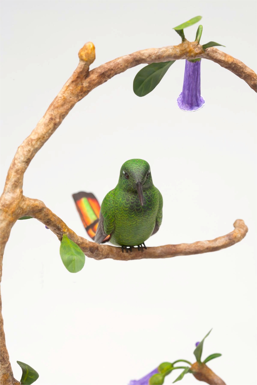 2012 Red-tailed Comet Hummingbird Palm Frond Sculpture by Laurie J. McNei